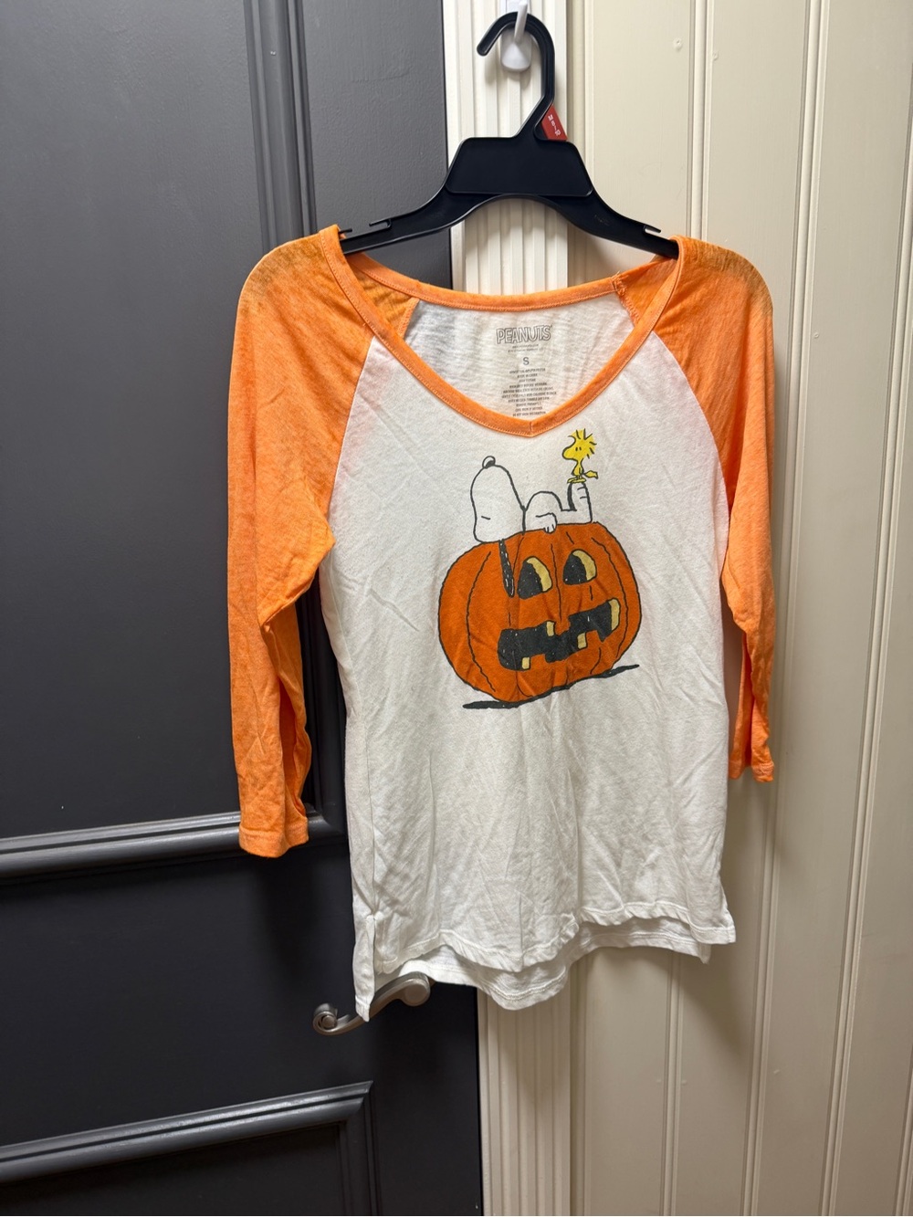 Peanuts Orange & White Snoopy Pumpkin Raglan Tee